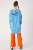 Mavi-Fermuarlı Sweat Hırka - 4
