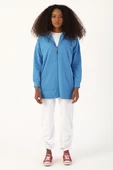 Mavi-Fermuarlı Sweat Hırka - 2