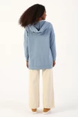 Açık Mavi-Fermuarlı Sweat Hırka - 4