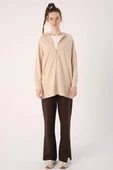 Bej01-Fermuarlı Sweat Hırka - 2