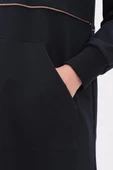 Lacivert-Saten Ara Biyeli Sweat Hırka - 5