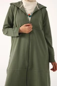 Soft Yeşil-Kapüşonlu Fermuarlı Hırka - 1