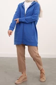 Çini Mavi-Fermuarlı Sweat Hırka - 3