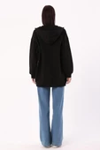 Siyah-Kanguru Cepli Oversize Sweat Hırka thumbnail 4