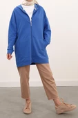Çini Mavi-Fermuarlı Sweat Hırka - 2