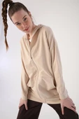 Bej01-Fermuarlı Sweat Hırka - 1
