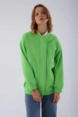 Neon Yeşil-Çıtçıtlı Fermuarlı Şardonlu Hırka - 5