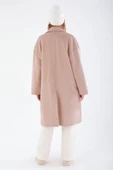 Pembe-Arkadan Yırtmaçlı Kaşe Kaban - 4