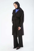 Siyah-Kemerli Çıtçıtlı Trençkot thumbnail 1