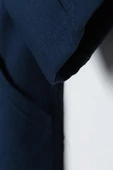 Koyu İndigo-Yarasa Kollu Likralı Oversize Kimono - 5