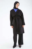 Siyah-Kemerli Çıtçıtlı Trençkot thumbnail 2