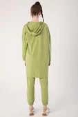 Açık Yeşil-Fermuarlı Sweat Hırka - 4