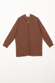 Kahve-Fermuarlı Sweat Hırka - 6