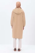 Bej-Kapüşonlu Fermuarlı Hırka thumbnail 4