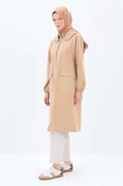 Bej-Kapüşonlu Fermuarlı Hırka thumbnail 3