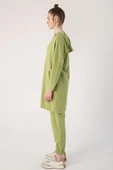 Açık Yeşil-Fermuarlı Sweat Hırka - 3
