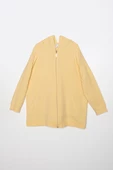 Açık Sarı-Fermuarlı Sweat Hırka - 6
