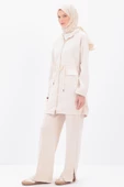 Açık Bej-Saten Garnili Kapüşonlu Hırka thumbnail 4