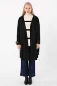 Siyah-Kuşaklı Kolları Detaylı Süet Trençkot thumbnail 2
