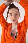 Turuncu-Fermuarlı Sweat Hırka thumbnail 1