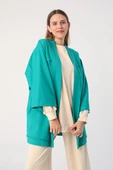 Zümrüt-Yarasa Kollu Likralı Oversize Kimono - 1