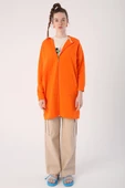 Turuncu-Fermuarlı Sweat Hırka - 2