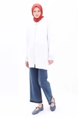 Beyaz-%100 Pamuklu Fisto Sweat Hırka - 5