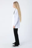 Beyaz-Oversize Kapüşonlu Sweat Hırka - 3