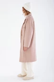 Pembe-Arkadan Yırtmaçlı Kaşe Kaban - 3