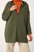 Haki-Fermuarlı Sweat Hırka - 2