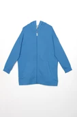 Mavi-Fermuarlı Sweat Hırka - 6