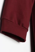 Bordo-Kuşaklı Cepli Bisiklet Yaka Likralı Uzun Hırka - 5
