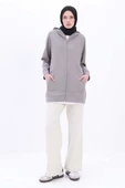Gri-Fermuarlı Sweat Hırka - 1