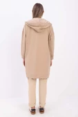 Açık Vizon-Fermuarlı Sweat Hırka - 4