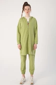 Açık Yeşil-Fermuarlı Sweat Hırka - 2