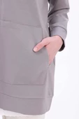 Gri-Fermuarlı Sweat Hırka - 6