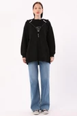 Siyah-Kanguru Cepli Oversize Sweat Hırka thumbnail 2
