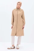 Bej-Kapüşonlu Fermuarlı Hırka thumbnail 2