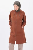 Kahve-Saten Ara Biyeli Sweat Hırka - 1