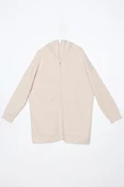 Açık Bej-Fermuarlı Sweat Hırka - 6