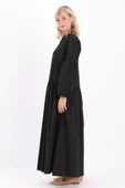 Siyah-Pamuklu Yarım Patlı Fistolu Elbise thumbnail 3