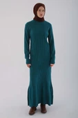 Petrol-Dik Yaka Fitilli Triko Elbise thumbnail 2