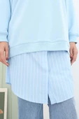 Mavi-Beyaz-İçlik Pamuklu Gömlek Etek thumbnail 1