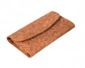 Deri Kadın Cüzdan/Vintage Kabartmalı Cüzdan Taba - 1