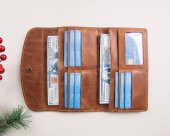 Deri Kadın Cüzdan/Vintage Kabartmalı Cüzdan Taba - 3