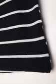Siyah-Ekru-Pamuklu Çizgili İçlik Gömlek Etek - 4