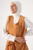 Hardal-Fermuarlı Kemerli Yelek - 1