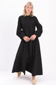 Siyah-Pamuklu Yarım Patlı Fistolu Elbise thumbnail 1