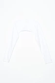 Beyaz-Pamuklu Uzun Kollu Dik Yaka Likralı Crop İçlik thumbnail 4