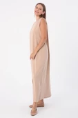 Bej-Pamuklu Bisiklet Yaka Likralı Kolsuz İçlik Elbise thumbnail 3
